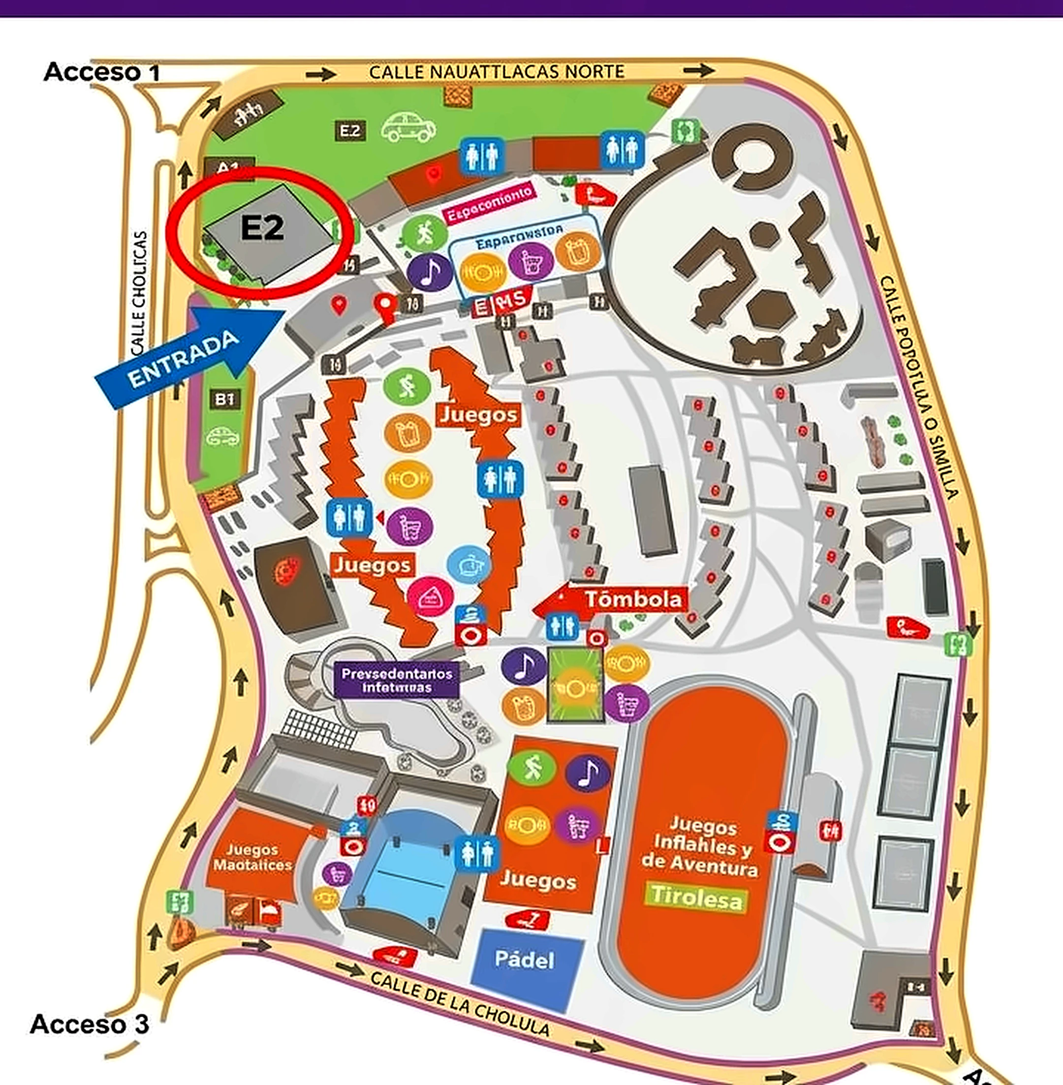 Mapa del Oktoberfest en el Colegio Humboldt con la ubicación del stand de Distrito Las Ánimas